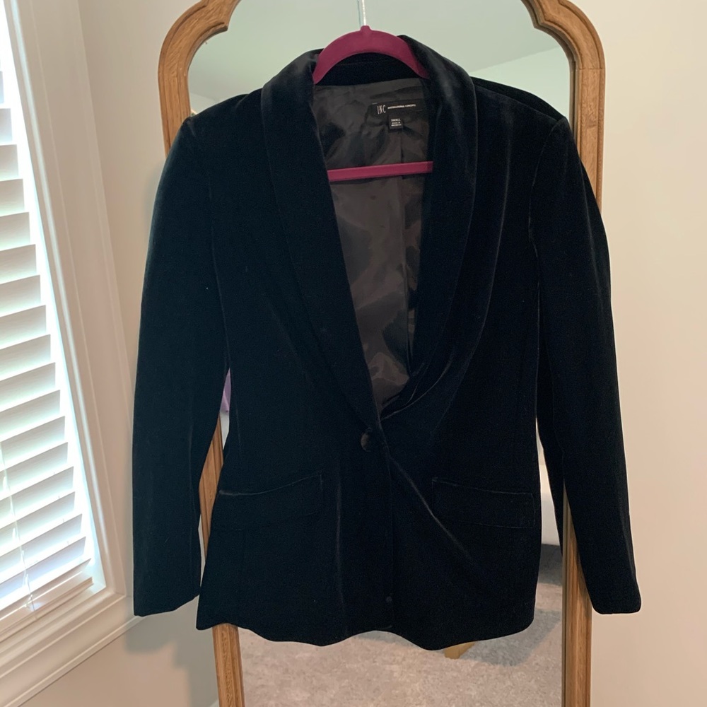 INC black velvet blazer